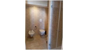 a bathroom with a toilet and a shower stall at Masi suite in Monopoli