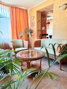 a living room with a couch and a table at Apart Burel 56 in Sofia +14 photos