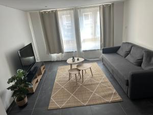 a living room with a couch and a table at Bel appartement lumineux in Saint-Avold