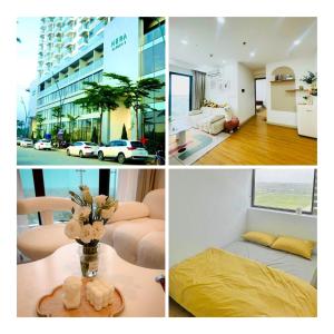 eine Collage mit vier Bildern einer Wohnung in der Unterkunft Love House - Căn hộ 2 phòng ngủ tại Nera Garden Huế in Thôn Văn Dương