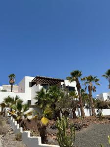 a house with palm trees in front of it at Giniginamar Atlantic Paradise in Giniginámar