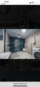 two pictures of a bathroom with a sink and a toilet at Art residence villa in Bar