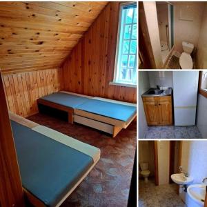 a room with a bed and a toilet and a sink at Basanavičiaus kambarelis in Palanga