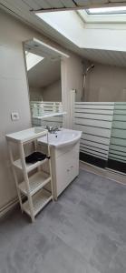 un baño con lavabo y espejo en Lum de Dax - Clim - Centre - Spacieux, en Dax