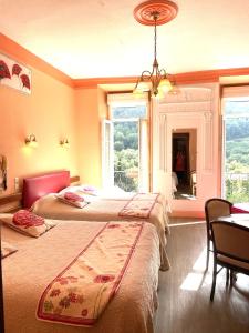 Postel nebo postele na pokoji v ubytování Hôtel Panoramic et des Bains
