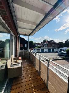 Μπαλκόνι ή βεράντα στο Familientraum 10min zur Ostsee und nach Lübeck Zentrum mit Parkplatz & Balkon