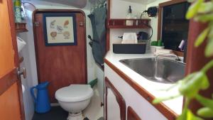 een badkamer met een wastafel en een toilet in een camper bij Vacations in a Sailboat in Lissabon