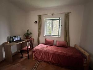 una camera da letto con un letto, una scrivania e una finestra di Casa Pereiro a Monte de Jangeis de Cima
