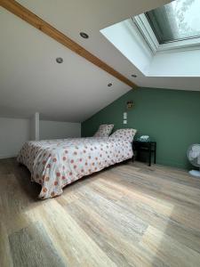 a bedroom with a bed and a skylight at casa martinez in Artigues-près-Bordeaux