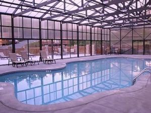 a large swimming pool in a building with windows at Pure Mountain Pleasure in Sevierville