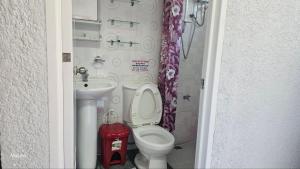 a small bathroom with a toilet and a sink at Froude Apartments in Lila +9 photos