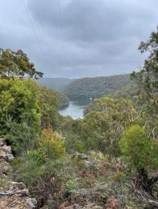 a view of a river from a hill with trees at Cozy Stylish Granny Flat with Beautiful Garden View at MC 2079 in Mount Colah