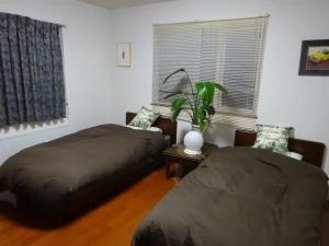 a bedroom with two bean bag beds and a plant at Art Salon Hosokawa - Vacation STAY 13626 in Sapporo