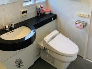 a bathroom with a toilet and a sink at NAKAO VILLA - Vacation STAY 15671v in Nozawa Onsen +21 photos