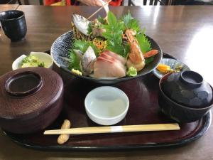 a tray with two plates of food on a table at Oasis Wadaura - Vacation STAY 85711v in Kamogawa