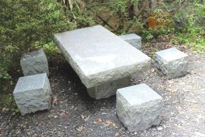 a stone bench with four rocks around it at Washinosu Campground - Vacation STAY 85295v in Motegi