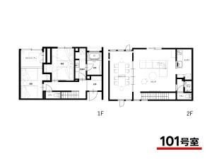 un plan d'étage d'une maison dans l'établissement Rakuten STAY VILLA Yatsugatake - 101 Stylish Design -, à Hokuto