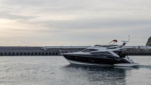 a black and white boat in the water at Ocean Resort Tateyama BBQ House - Vacation STAY 73564v in Tateyama