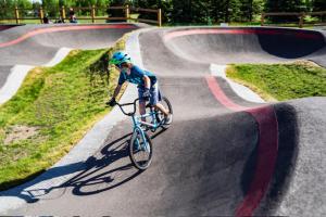 a man riding a bike in a skate park at Maison Louise in Malaucène