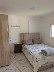 a bedroom with a bed and a dresser in it at Guesthouse Skhirat in Skhirat