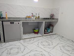 a kitchen with a counter and a dishwasher at Guesthouse Skhirat in Skhirat +5 photos
