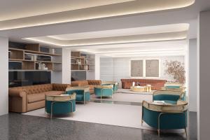 a rendering of a living room with couches and chairs at Sercotel HMO Martina in Granada