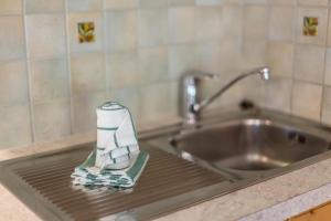 a kitchen counter with a sink and a towel at Appartement SONNENGLÜCK by MoniCare in Leutasch