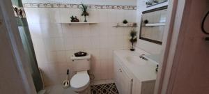 Un baño pequeño con inodoro y lavabo. en So-neez Top floor apt, en Christ Church 15 fotos más