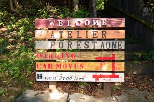 a sign that reads welcome to a kitchen forrest one parking car moves have at Shibatagun - House - Vacation STAY 17461 in Aone