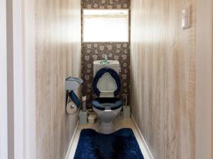 a small bathroom with a toilet with a blue rug at dejavu - Vacation STAY 28093v in Manazuru