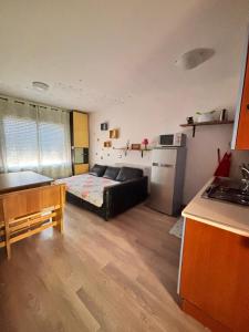 加尔达湖滨Casa O-live的客厅配有沙发和一张床