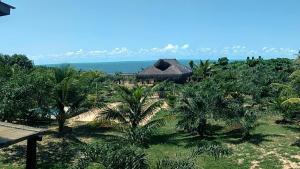 a view of a resort with palm trees and the ocean at Araticum Praia Hotel in Santo André