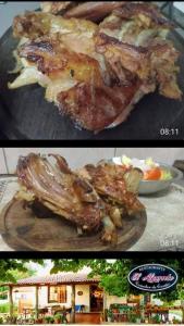 two pictures of a piece of food on a plate at Posada El Algarrobo in San Francisco del Monte de Oro