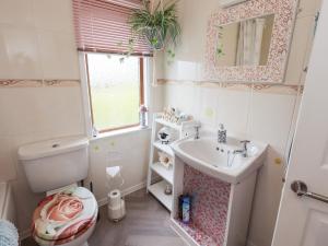 a bathroom with a sink and a toilet and a mirror at Charnwood in Carnforth +28 photos