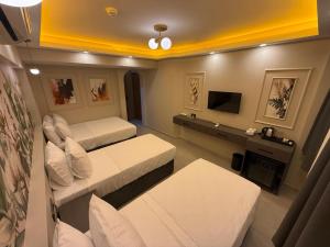 a hotel room with two beds and a television at City Hotel İstanbul in Istanbul