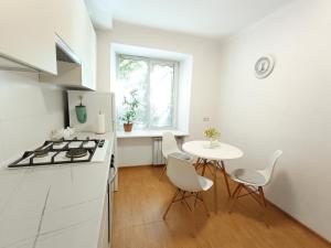 Kuchyň nebo kuchyňský kout v ubytování 1 к простора квартира Сіті центр 2 поверх вікна на парк