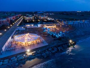 an aerial view of a beach at night at Residence Horizont in Margherita di Savoia