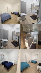 eine Collage aus Fotos eines Badezimmers und eines Schlafzimmers in der Unterkunft Dream & Fly Centrale in Fiumicino