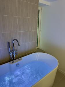 e bagno con vasca e rubinetto d'acqua. di La Parenthèse Maisonneuve a Troyes