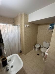 a bathroom with a sink and a toilet at Departamento centrico Avenida Cordoba Edificio Campanarios XIX in Esperanza +5 photos