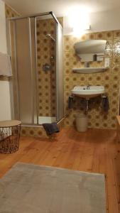 a bathroom with a shower and a sink at Appartment Florian in Sankt Leonhard im Pitztal +16 photos