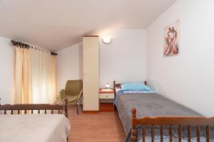 a bedroom with two beds and a desk in it at Apartments Darko in Vir