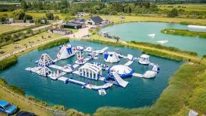 an aerial view of a water park with slides at Whitemills Wake and Aqua Park Lodge Five in Richborough