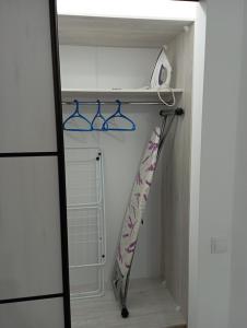 a closet with a ladder and a camera on a shelf at ЖК Dream Town, Lutsk in Lutsk