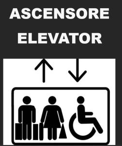 a sign that says passengers elevator and a man and woman at APARTMENT kitchen BOLOGNA in Bologna +60 photos