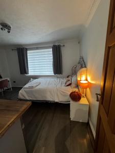 una piccola camera da letto con un letto e una finestra di Hills View a Portsmouth