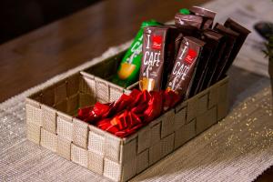 a box of chocolates andocolates on a table at Studio apartman "DJED" in Hrvatska Kostajnica