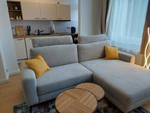 Ruang duduk di Moderne und zentrale Ferienwohnung in Magdeburg für 4 Personen