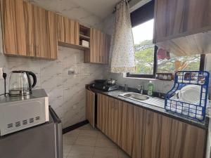 カンパラにあるKisaasi Kyanja Kampala Hideawayの小さなキッチン(シンク付)、窓