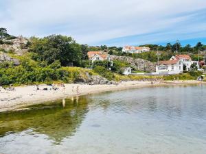 a group of people on a beach near the water at 4 person holiday home in Rönnäng-By Traum in Rönnäng